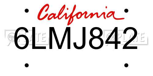 6LMJ842 California License Plate