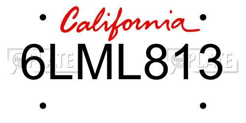 6LML813 California License Plate