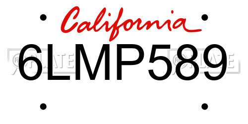 6LMP589 California License Plate