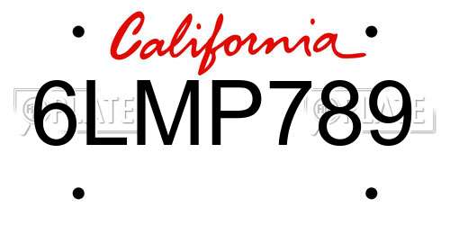 6LMP789 California License Plate