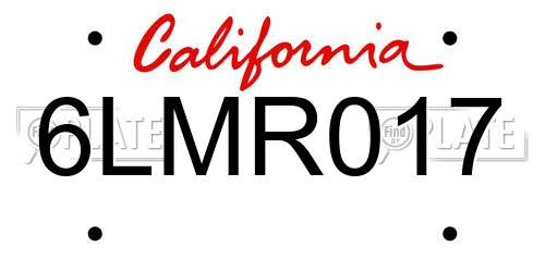 6LMR017 California License Plate