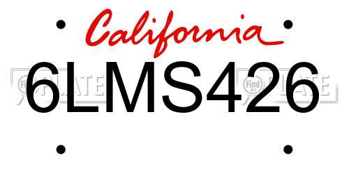 6LMS426 California License Plate