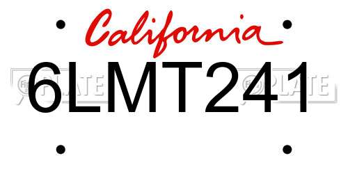 6LMT241 California License Plate