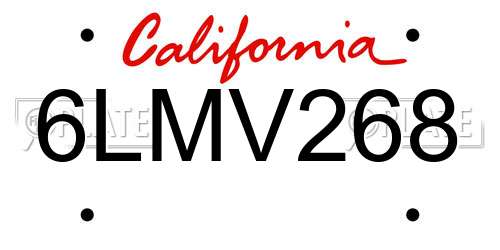 6LMV268 California License Plate
