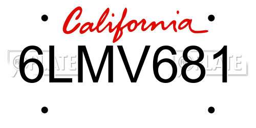 6LMV681 California License Plate