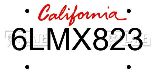 6LMX823 California License Plate