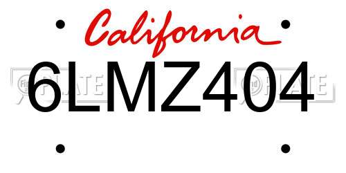 6LMZ404 California License Plate