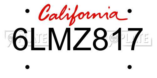 6LMZ817 California License Plate