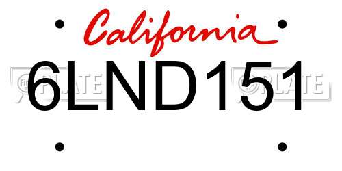 6LND151 California License Plate