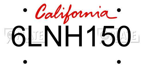 6LNH150 California License Plate
