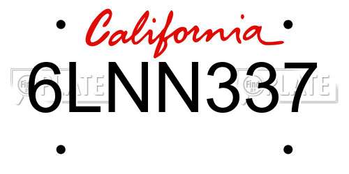 6LNN337 California License Plate