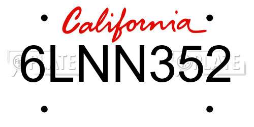 6LNN352 California License Plate