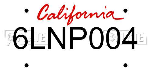 6LNP004 California License Plate