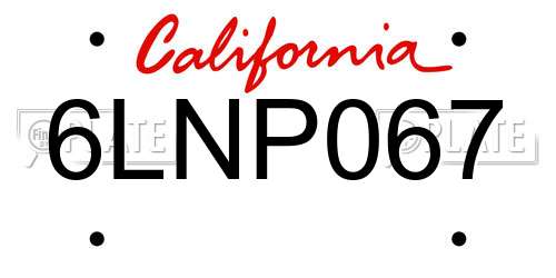 6LNP067 California License Plate