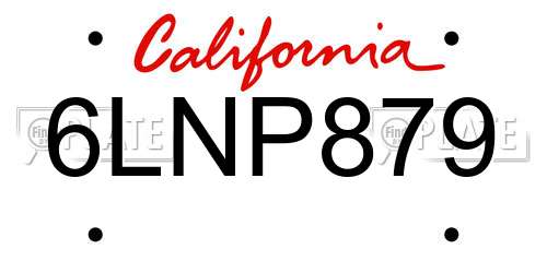 6LNP879 California License Plate