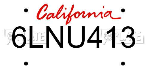 6LNU413 California License Plate