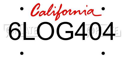 6LOG404 California License Plate