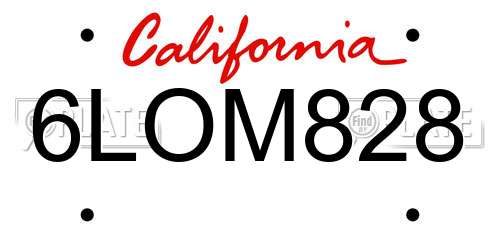6LOM828 California License Plate