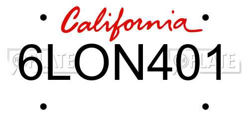 6LON401 California License Plate