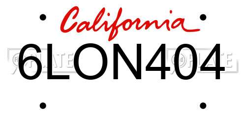 6LON404 California License Plate