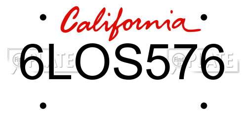 6LOS576 California License Plate