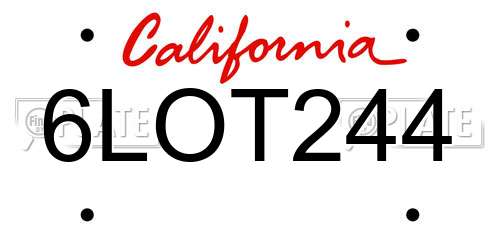 6LOT244 California License Plate