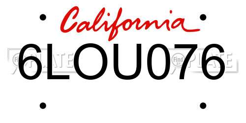 6LOU076 California License Plate