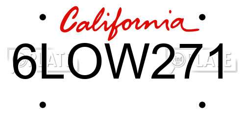 6LOW271 California License Plate