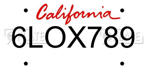 6LOX789 California License Plate