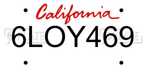 6LOY469 California License Plate
