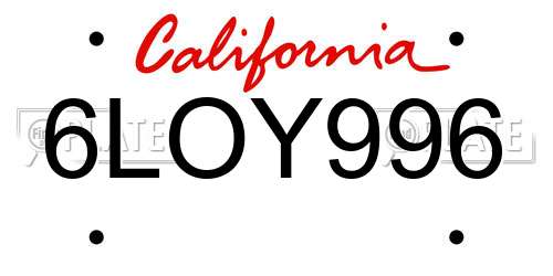6LOY996 California License Plate