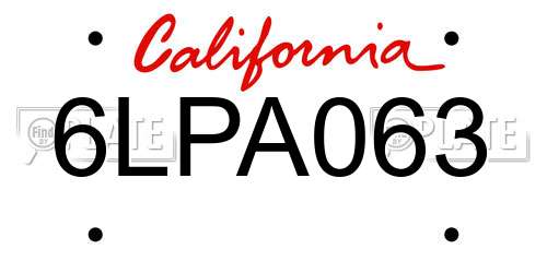 6LPA063 California License Plate