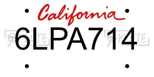 6LPA714 California License Plate