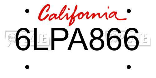 6LPA866 California License Plate