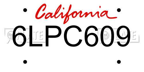 6LPC609 California License Plate