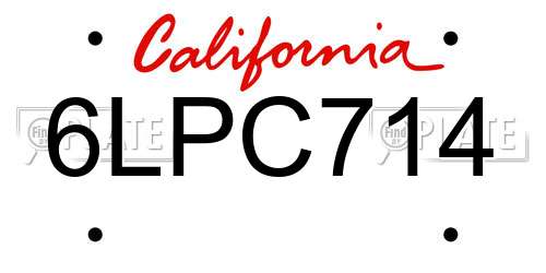 6LPC714 California License Plate