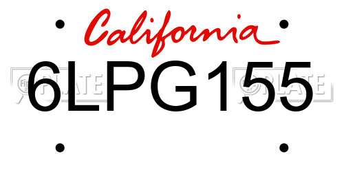 6LPG155 California License Plate