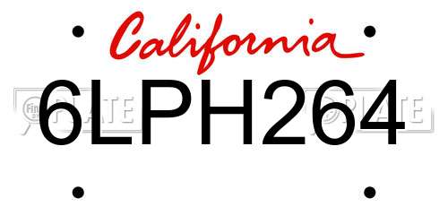 6LPH264 California License Plate