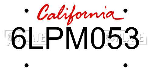 6LPM053 California License Plate