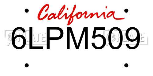 6LPM509 California License Plate