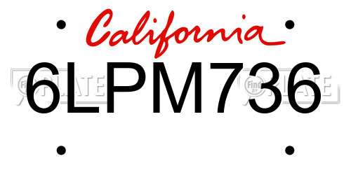 6LPM736 California License Plate