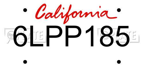 6LPP185 California License Plate