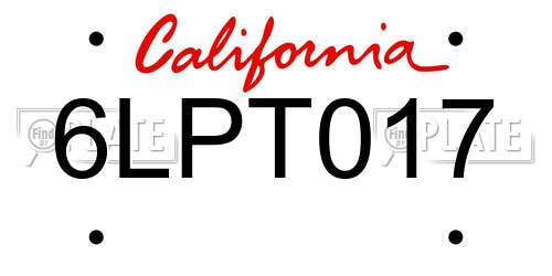 6LPT017 California License Plate