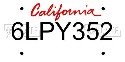 6LPY352 California License Plate