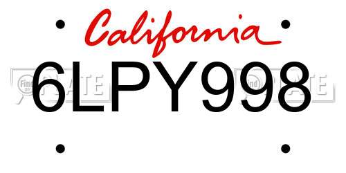 6LPY998 California License Plate