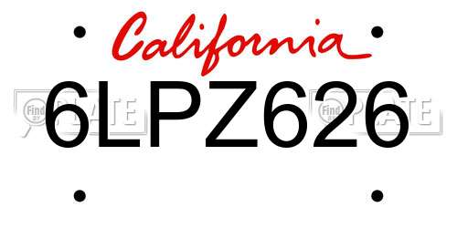 6LPZ626 California License Plate