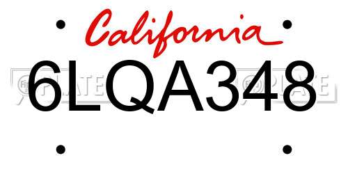 6LQA348 California License Plate