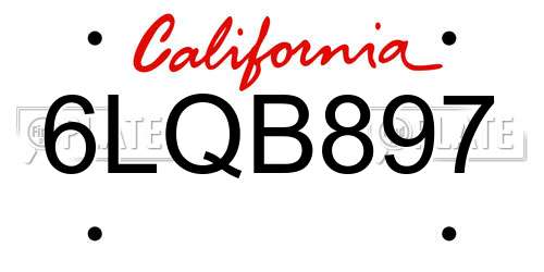 6LQB897 California License Plate