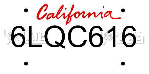 6LQC616 California License Plate