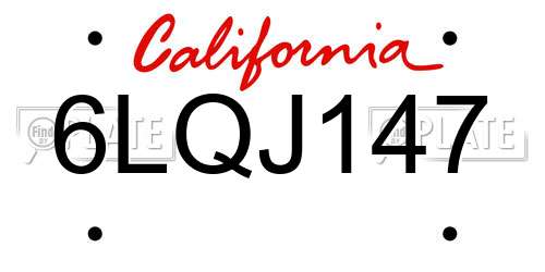 6LQJ147 California License Plate
